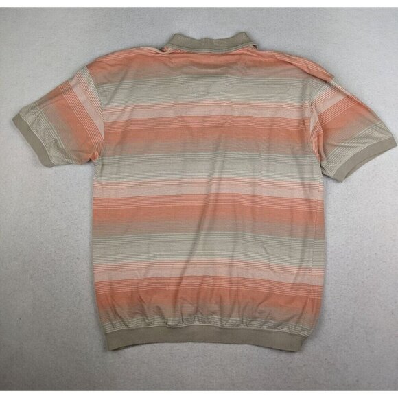 Safe Harbor Sportswear Men's Polo Orange Beige Striped Short Sleeve Retro Size L - Picture 16 of 16